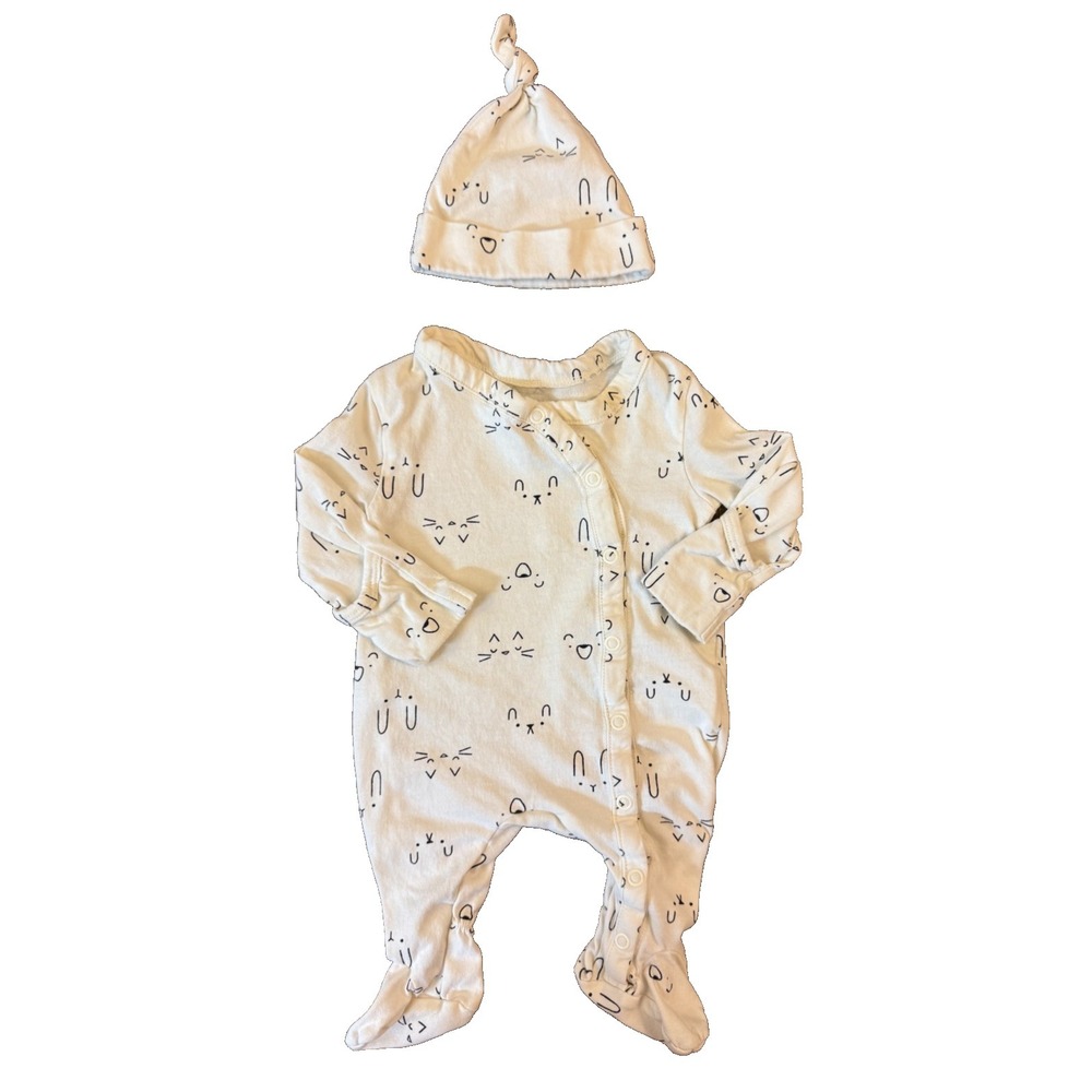 Mighty Goods Baby Outfit Girl Preemie Clothes‎ Hat Cat Bunny Face Footed Set Lot